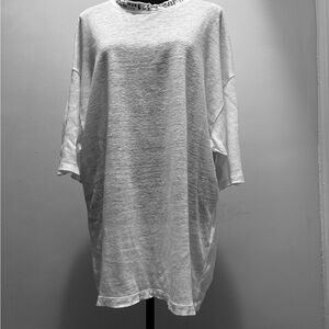 IRO White Textured oversized linen fabric T-Shirt